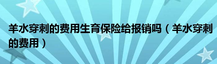 羊水穿刺的費(fèi)用生育保險(xiǎn)給報(bào)銷嗎（羊水穿刺的費(fèi)用）