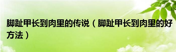 腳趾甲長到肉里的傳說（腳趾甲長到肉里的好方法）
