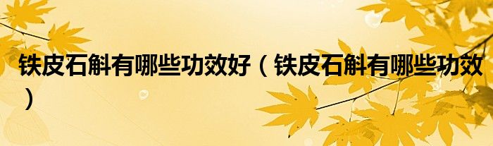 鐵皮石斛有哪些功效好（鐵皮石斛有哪些功效）