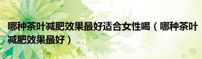哪種茶葉減肥效果最好適合女性喝（哪種茶葉減肥效果最好）