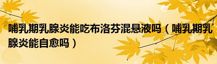 哺乳期乳腺炎能吃布洛芬混懸液嗎（哺乳期乳腺炎能自愈嗎）
