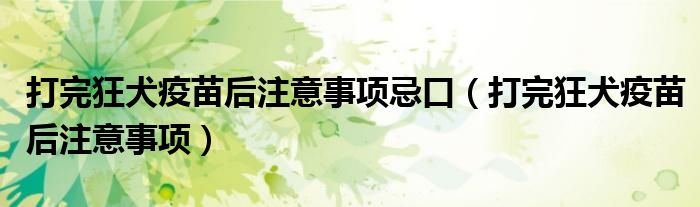 打完狂犬疫苗后注意事項(xiàng)忌口（打完狂犬疫苗后注意事項(xiàng)）