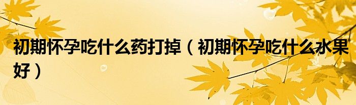 初期懷孕吃什么藥打掉（初期懷孕吃什么水果好）
