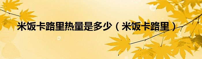米飯卡路里熱量是多少（米飯卡路里）