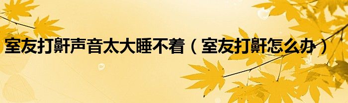 室友打鼾聲音太大睡不著（室友打鼾怎么辦）