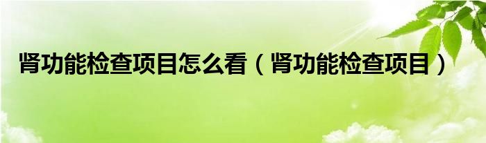 腎功能檢查項(xiàng)目怎么看（腎功能檢查項(xiàng)目）
