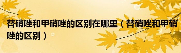 替硝唑和甲硝唑的區(qū)別在哪里（替硝唑和甲硝唑的區(qū)別）