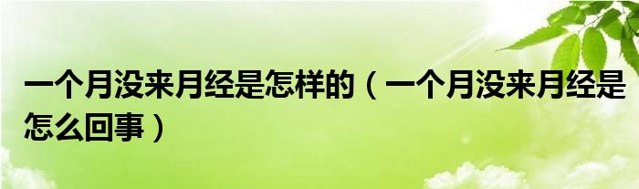 一個(gè)月沒(méi)來(lái)月經(jīng)是怎樣的（一個(gè)月沒(méi)來(lái)月經(jīng)是怎么回事）