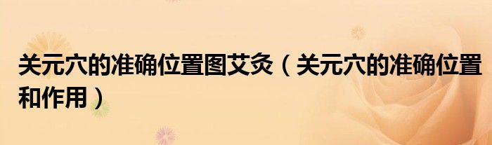 關元穴的準確位置圖艾灸（關元穴的準確位置和作用）