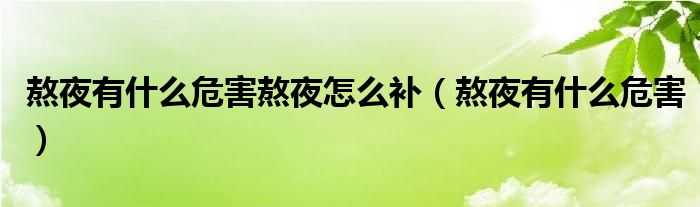 熬夜有什么危害熬夜怎么補(bǔ)（熬夜有什么危害）