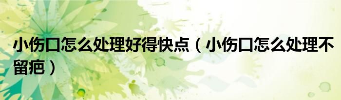 小傷口怎么處理好得快點(diǎn)（小傷口怎么處理不留疤）
