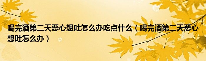 喝完酒第二天惡心想吐怎么辦吃點什么（喝完酒第二天惡心想吐怎么辦）