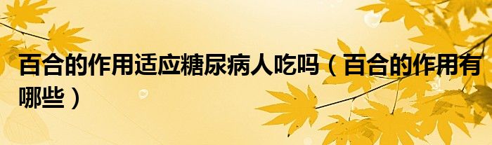 百合的作用適應(yīng)糖尿病人吃嗎（百合的作用有哪些）