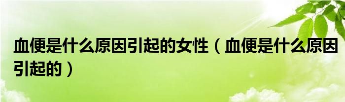 血便是什么原因引起的女性（血便是什么原因引起的）