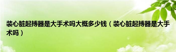 裝心臟起搏器是大手術嗎大概多少錢（裝心臟起搏器是大手術嗎）