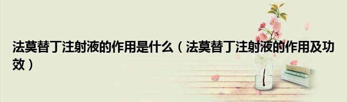法莫替丁注射液的作用是什么（法莫替丁注射液的作用及功效）