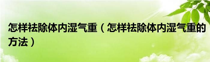 怎樣祛除體內(nèi)濕氣重（怎樣祛除體內(nèi)濕氣重的方法）