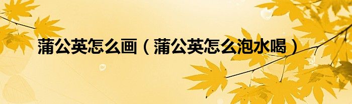 蒲公英怎么畫(huà)（蒲公英怎么泡水喝）