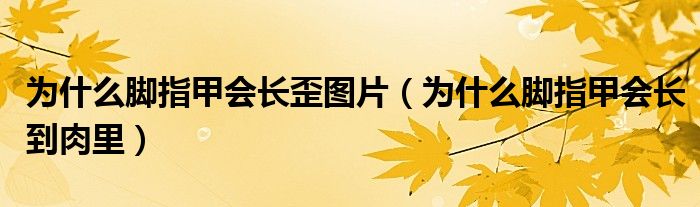 為什么腳指甲會(huì)長(zhǎng)歪圖片（為什么腳指甲會(huì)長(zhǎng)到肉里）