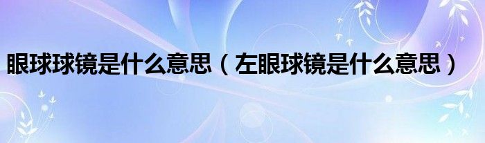 眼球球鏡是什么意思（左眼球鏡是什么意思）