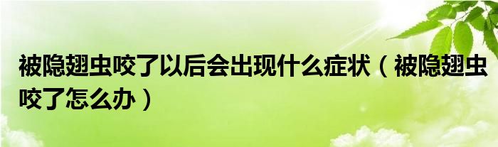 被隱翅蟲咬了以后會出現(xiàn)什么癥狀（被隱翅蟲咬了怎么辦）