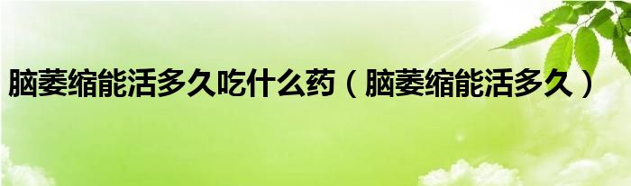 腦萎縮能活多久吃什么藥（腦萎縮能活多久）