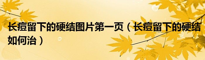長痘留下的硬結(jié)圖片第一頁（長痘留下的硬結(jié)如何治）