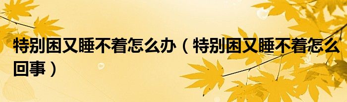 特別困又睡不著怎么辦（特別困又睡不著怎么回事）