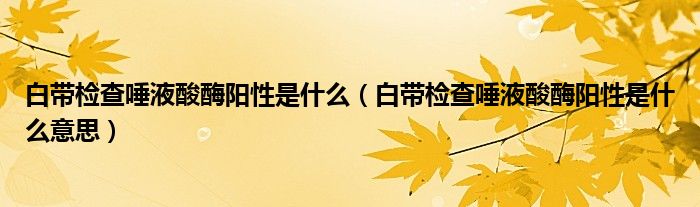 白帶檢查唾液酸酶陽(yáng)性是什么（白帶檢查唾液酸酶陽(yáng)性是什么意思）
