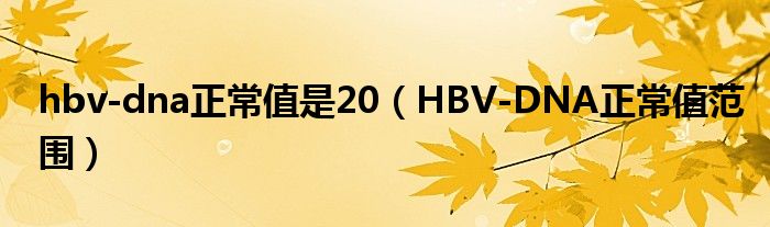 hbv-dna正常值是20（HBV-DNA正常值范圍）