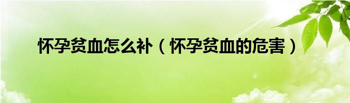 懷孕貧血怎么補(bǔ)（懷孕貧血的危害）