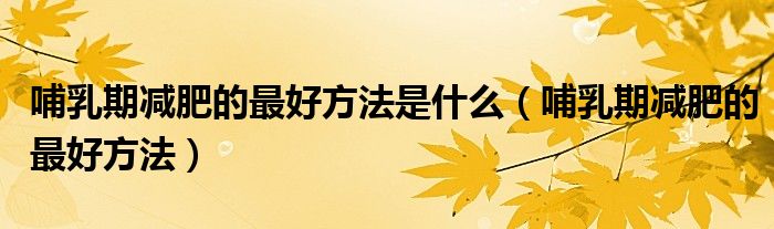 哺乳期減肥的最好方法是什么（哺乳期減肥的最好方法）