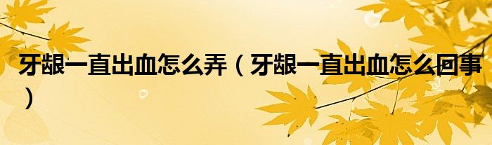 牙齦一直出血怎么弄（牙齦一直出血怎么回事）