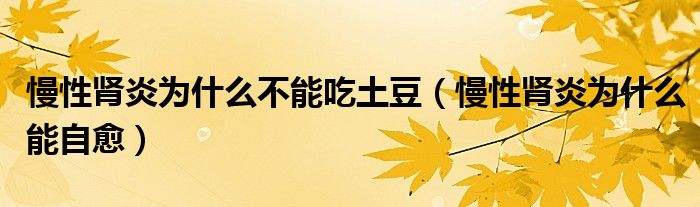 慢性腎炎為什么不能吃土豆（慢性腎炎為什么能自愈）