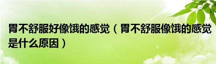 胃不舒服好像餓的感覺（胃不舒服像餓的感覺是什么原因）