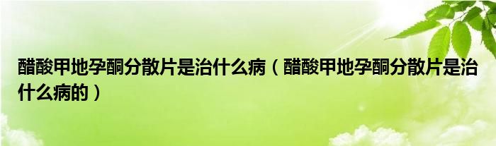 醋酸甲地孕酮分散片是治什么?。ù姿峒椎卦型稚⑵侵问裁床〉模?class='thumb lazy' /></a>
		    <header>
		<h2><a  href=