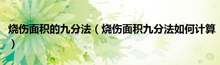 燒傷面積的九分法（燒傷面積九分法如何計(jì)算）