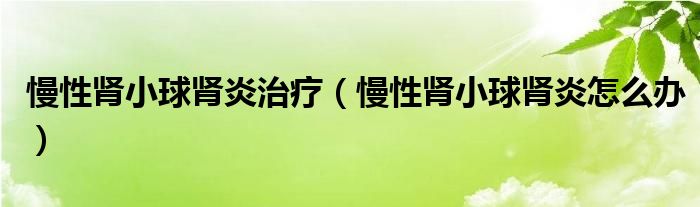 慢性腎小球腎炎治療（慢性腎小球腎炎怎么辦）