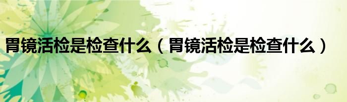 胃鏡活檢是檢查什么（胃鏡活檢是檢查什么）