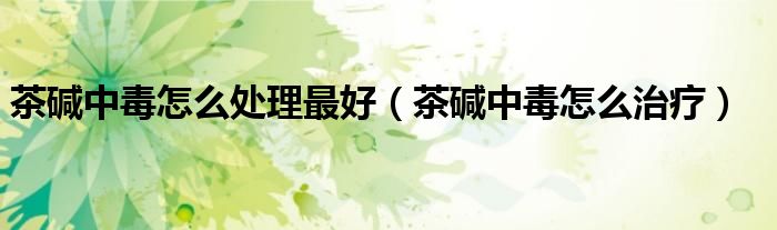茶堿中毒怎么處理最好（茶堿中毒怎么治療）