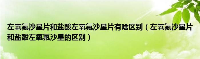 左氧氟沙星片和鹽酸左氧氟沙星片有啥區(qū)別（左氧氟沙星片和鹽酸左氧氟沙星的區(qū)別）