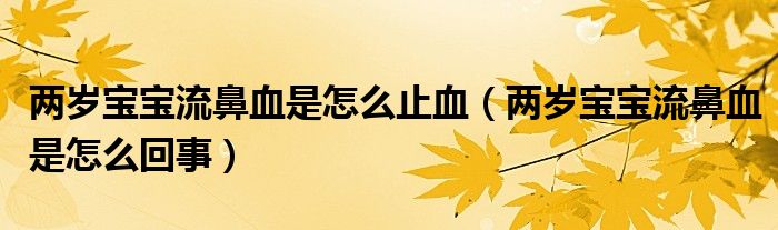 兩歲寶寶流鼻血是怎么止血（兩歲寶寶流鼻血是怎么回事）