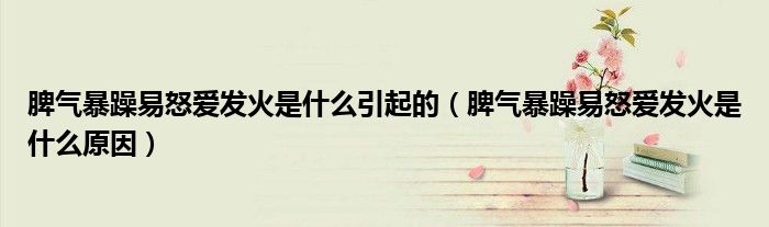 脾氣暴躁易怒愛發(fā)火是什么引起的（脾氣暴躁易怒愛發(fā)火是什么原因）