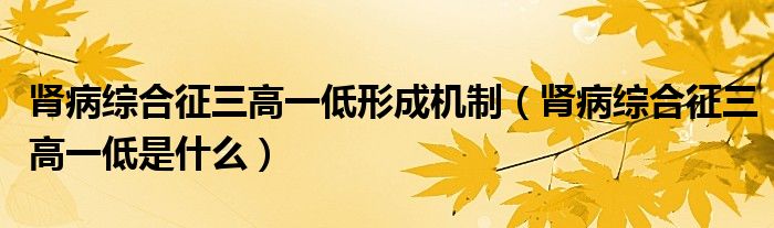 腎病綜合征三高一低形成機(jī)制（腎病綜合征三高一低是什么）