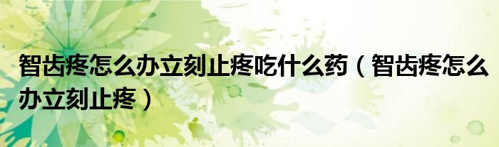 智齒疼怎么辦立刻止疼吃什么藥（智齒疼怎么辦立刻止疼）