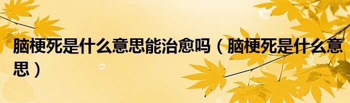 腦梗死是什么意思能治愈嗎（腦梗死是什么意思）