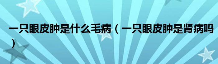 一只眼皮腫是什么毛?。ㄒ恢谎燮つ[是腎病嗎）