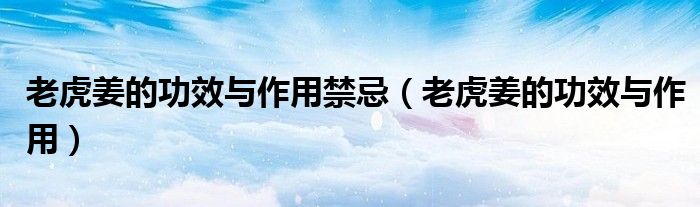 老虎姜的功效與作用禁忌（老虎姜的功效與作用）