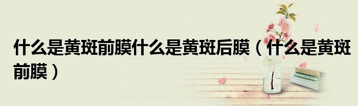 什么是黃斑前膜什么是黃斑后膜（什么是黃斑前膜）