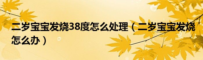 二歲寶寶發(fā)燒38度怎么處理（二歲寶寶發(fā)燒怎么辦）